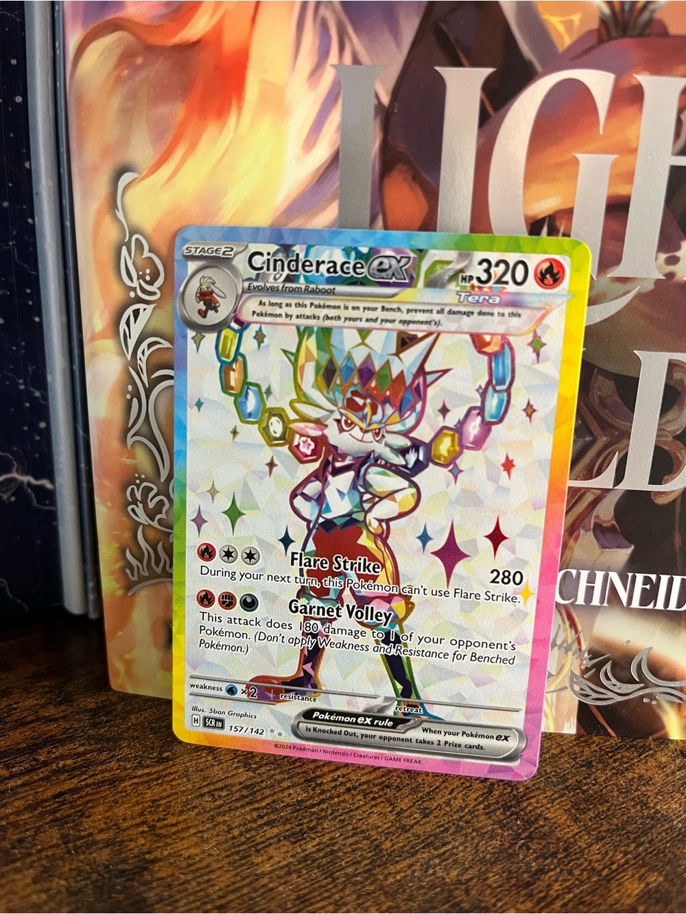 Cinderace ex Tera Pokemon Stellar Crown Ultra Rare Card 157/142
